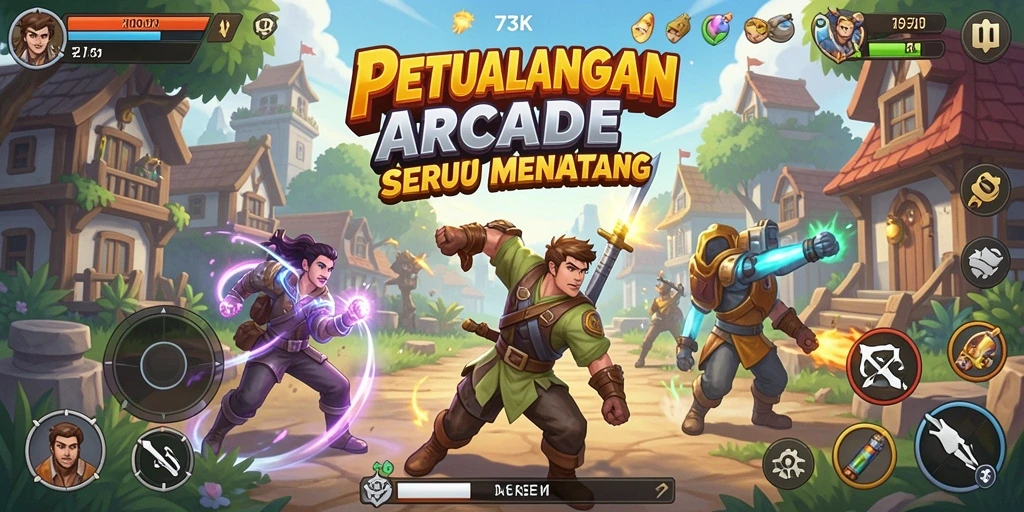 Tampilan gameplay seru dan penuh tantangan di 73K.