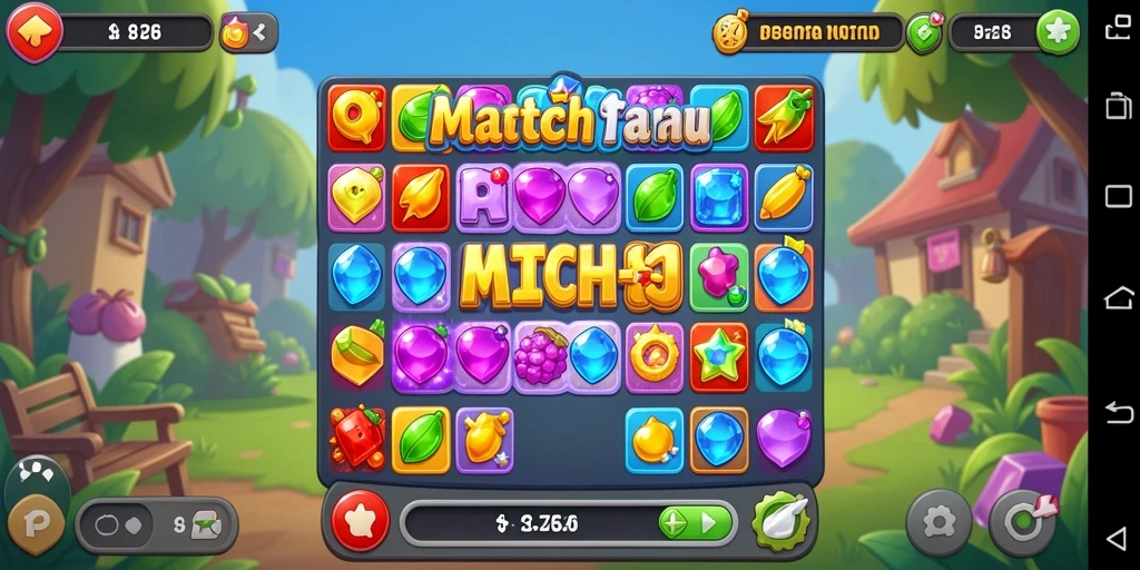 Screenshot gameplay 8ZK menampilkan suasana seru permainan Match-3.