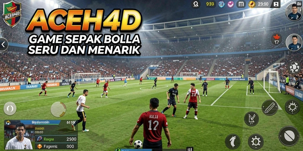 Tampilan gameplay seru dalam ACEH4D yang menampilkan aksi sepak bola.