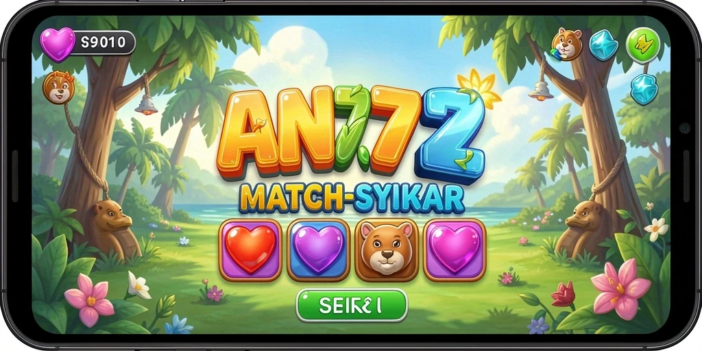 Tampilan gameplay seru dari AN777 dengan pencocokan objek Match-3.