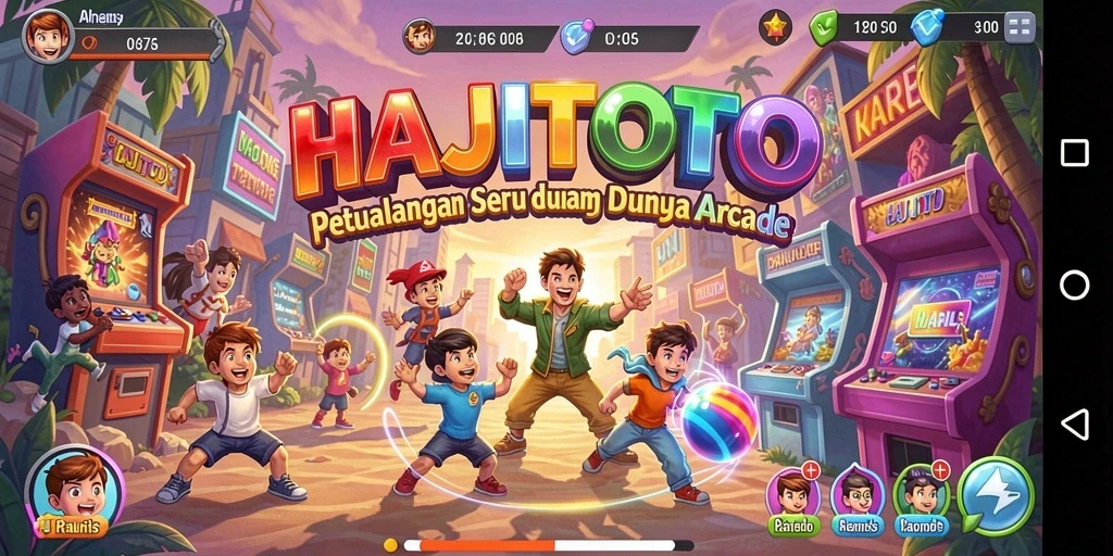 Screenshot utama HAJITOTO menunjukkan aksi seru permainan Arcade.