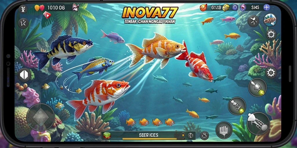 Tampilan gameplay seru dan menantang di INOVA77 Tembak Ikan.