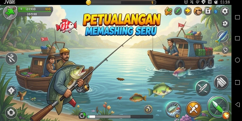 Tampilan gameplay memancing yang menakjubkan di JV88.