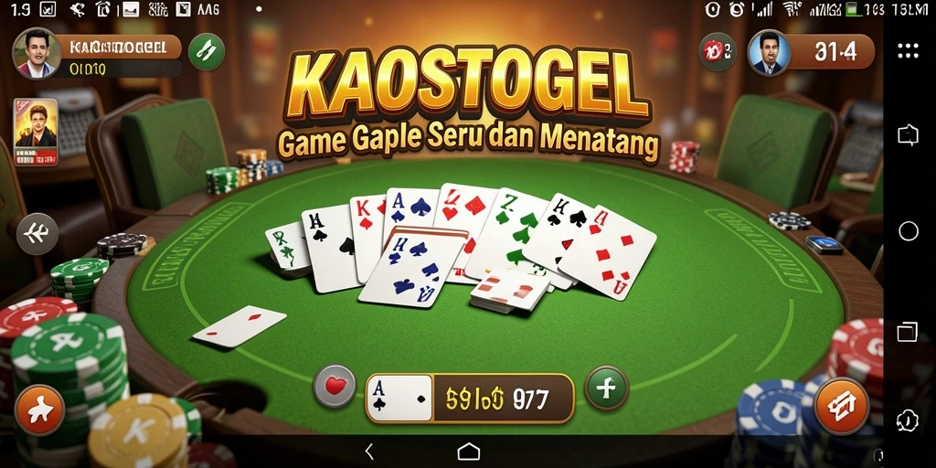 Screenshot gameplay KAOSTOGEL menampilkan suasana seru permainan Gaple.