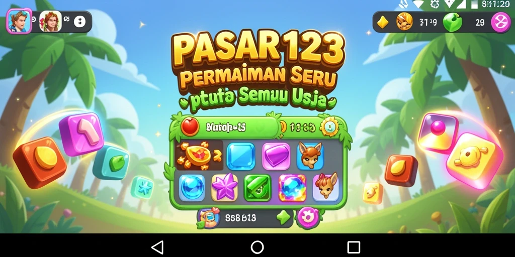 Screenshot utama PASAR123 yang menampilkan gameplay yang seru dan penuh warna.
