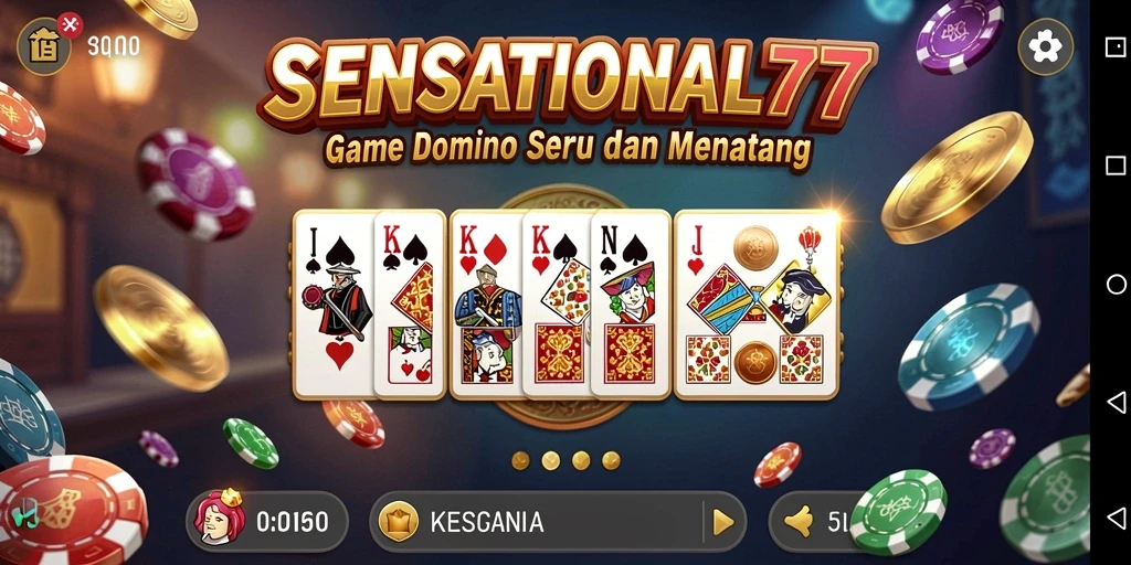 Screenshot gameplay Domino SENSATIONAL77 yang menarik dan interaktif.